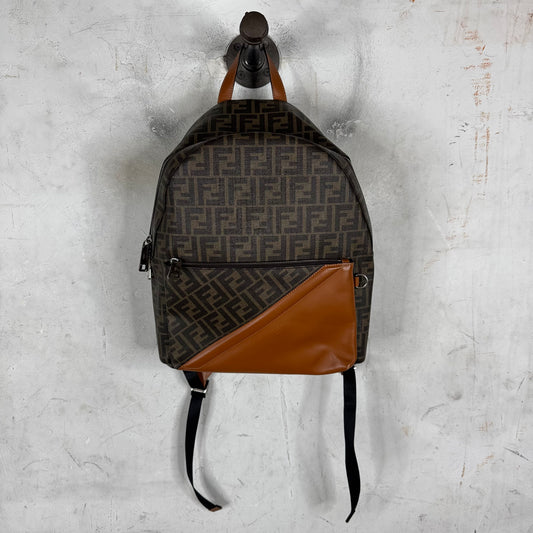 Fendi Leather Paneled Zucca Backpack