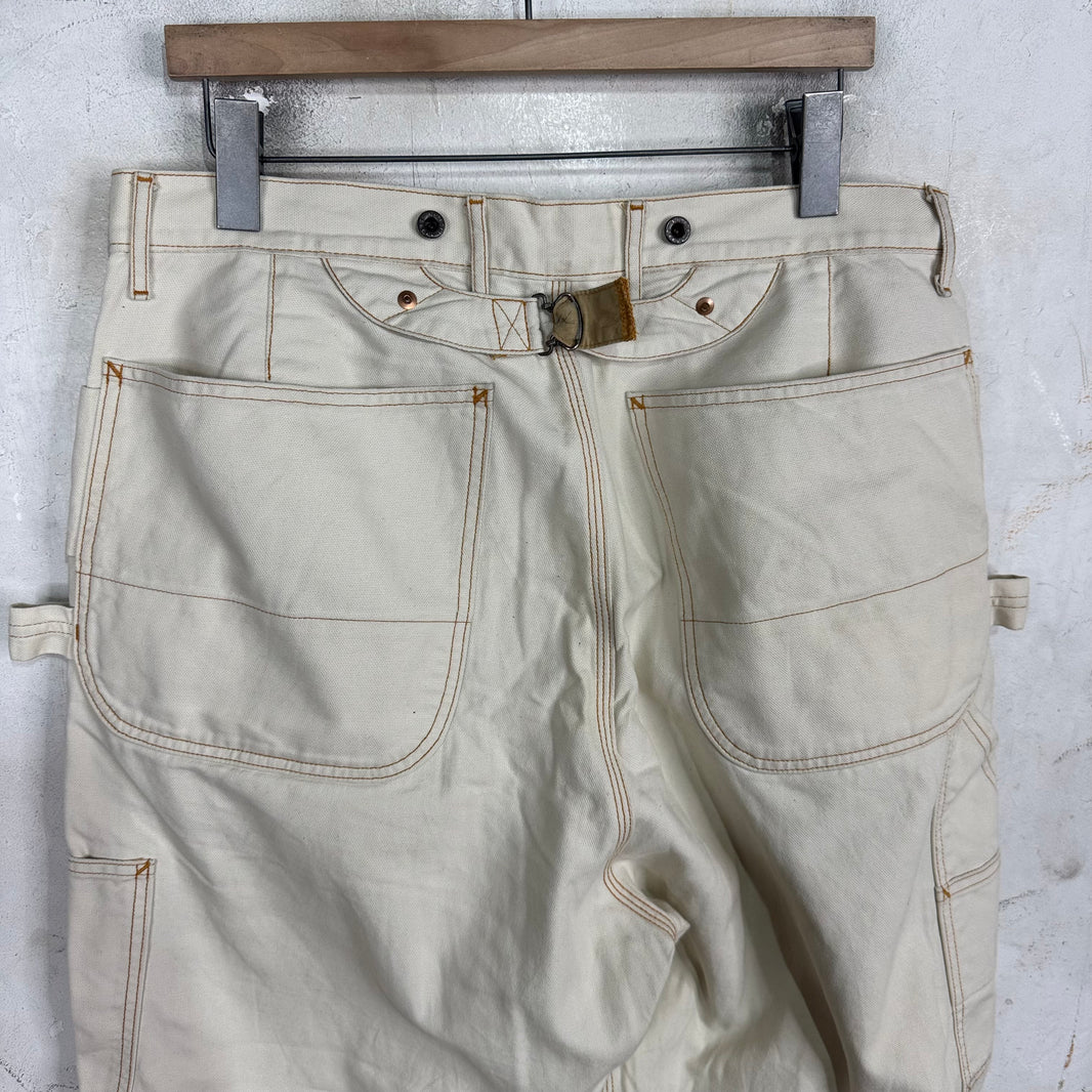 Kapital Beige Contrast Stitched Carpenter Pants