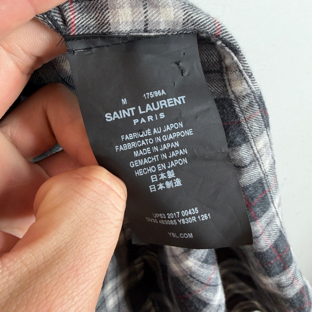 Saint Laurent Frayed Snap Button Flannel