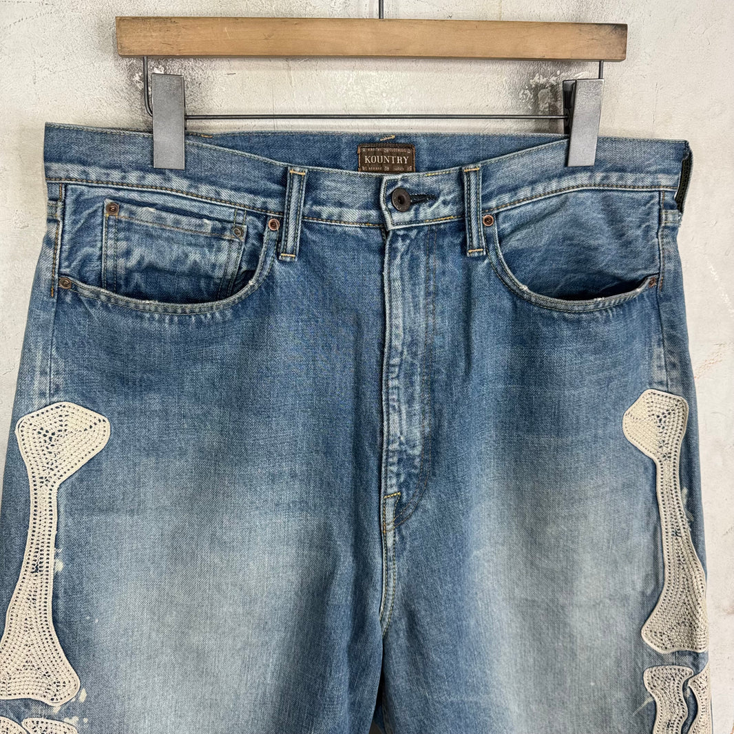 Kapital Blue Bone Denim Shorts