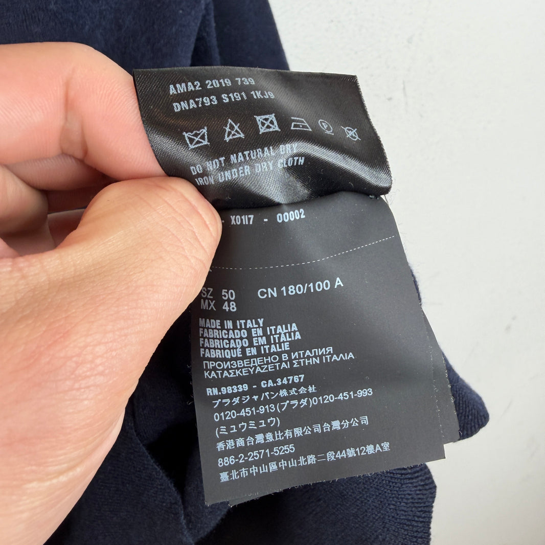 Prada Navy Knit LS Polo T-Shirt