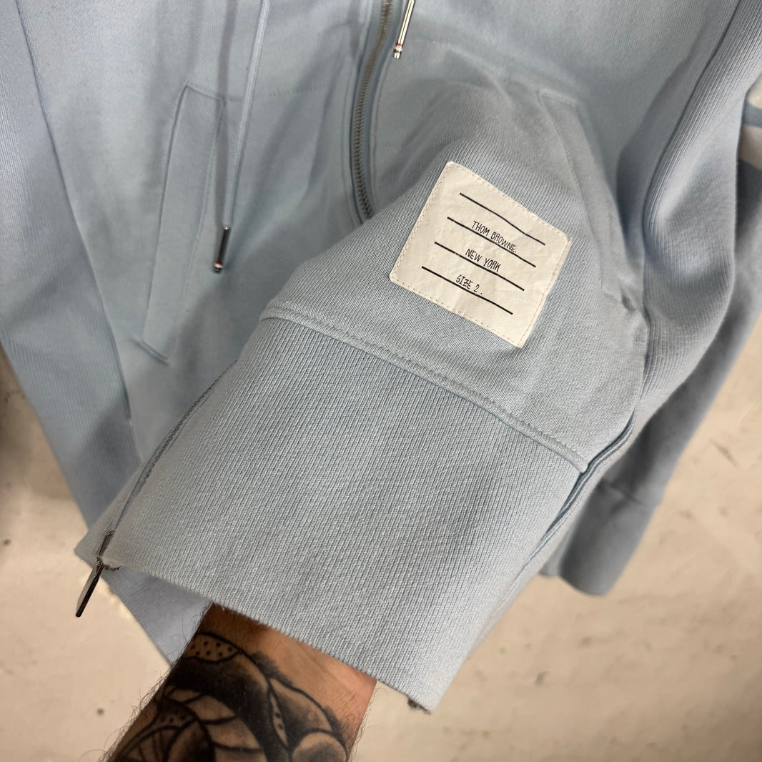 Thom Browne Blue Striped Zip Hoodie