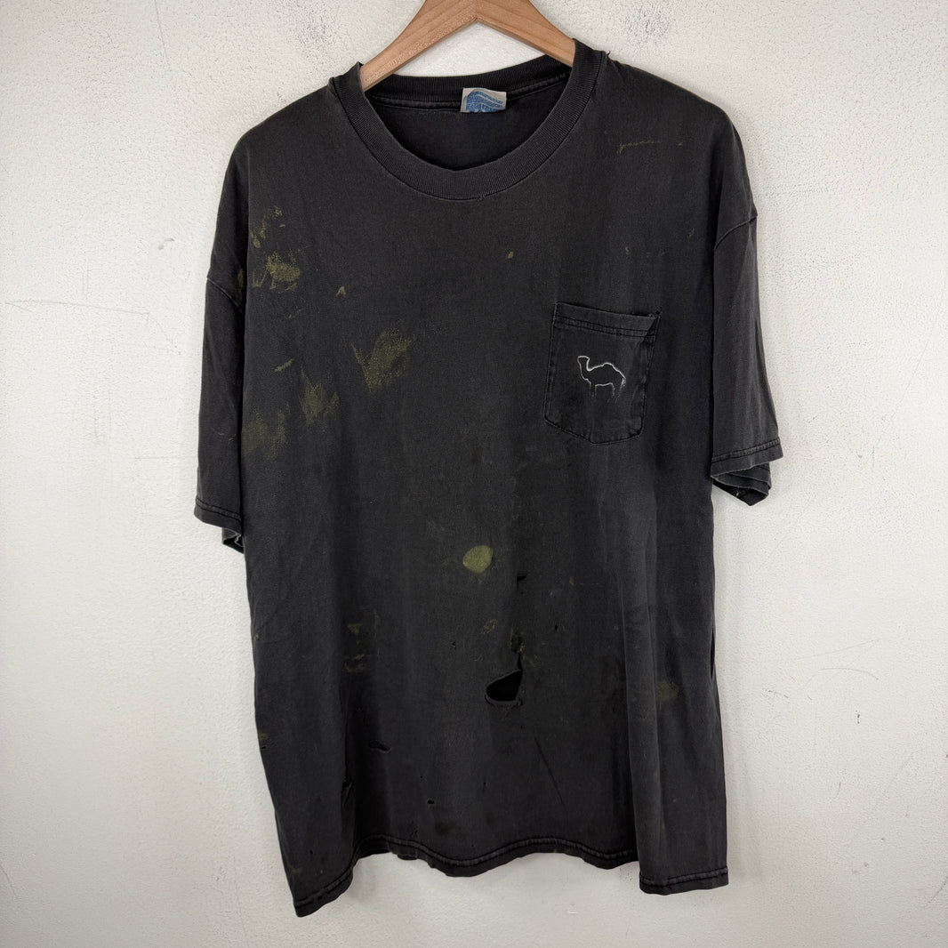 Vintage Smoked Paint Splattered Camel Pocket T-Shirt