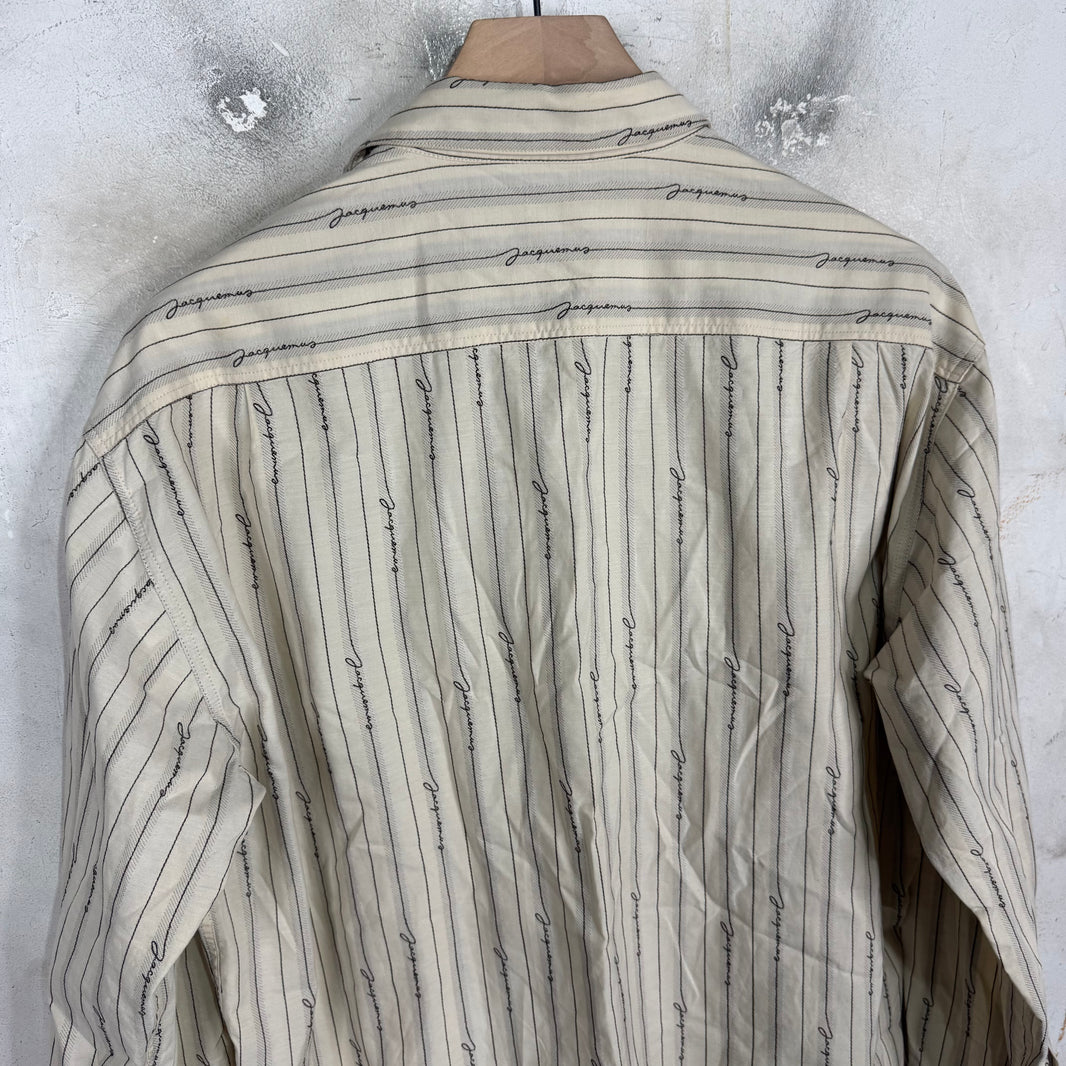 Jacquemus Pinstripe Script Logo LS Shirt