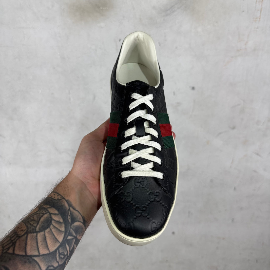 Gucci Black Embossed Monogram Aces