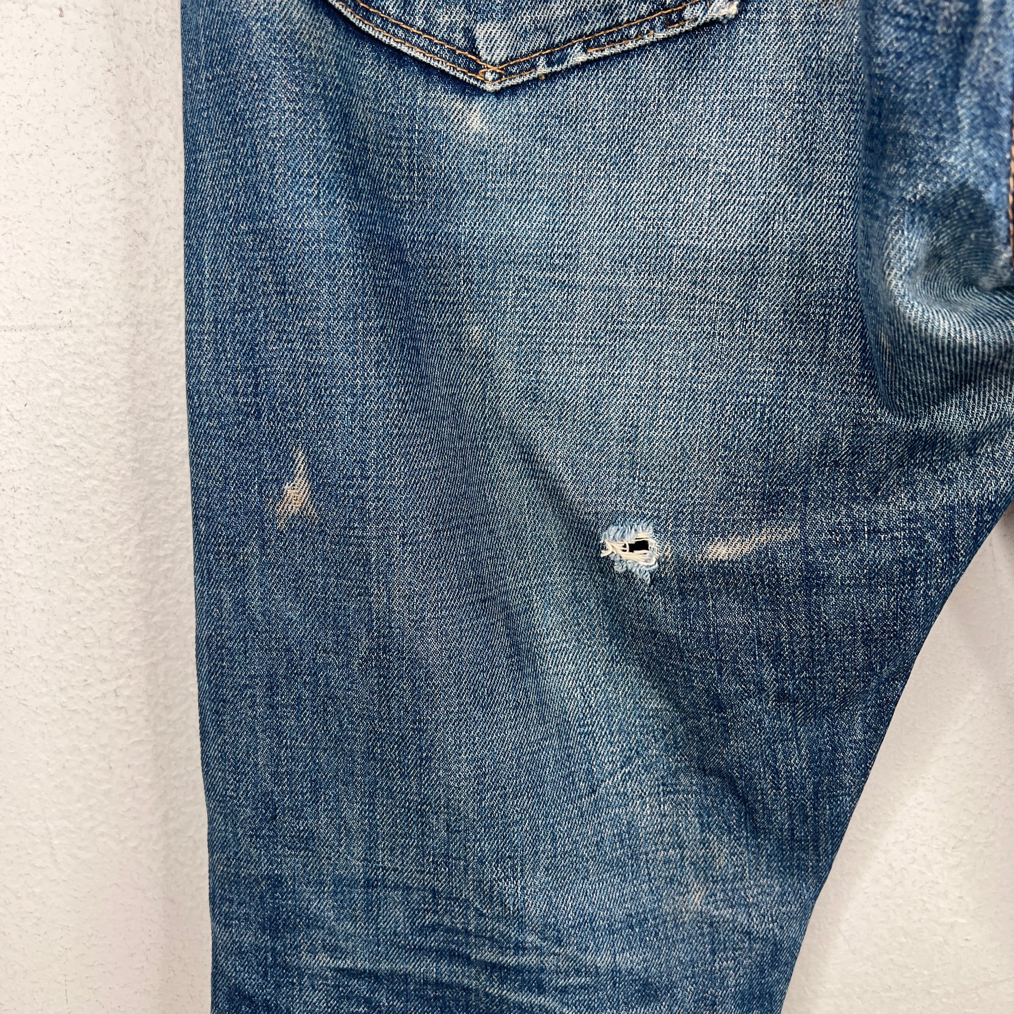 RRL Distressed Knee Cut Denim Jeans