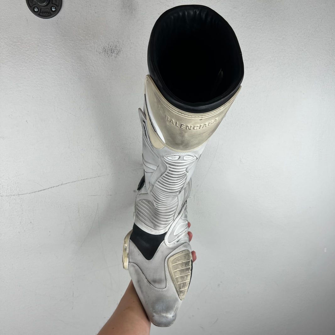 Balenciaga White Biker Moto Boots