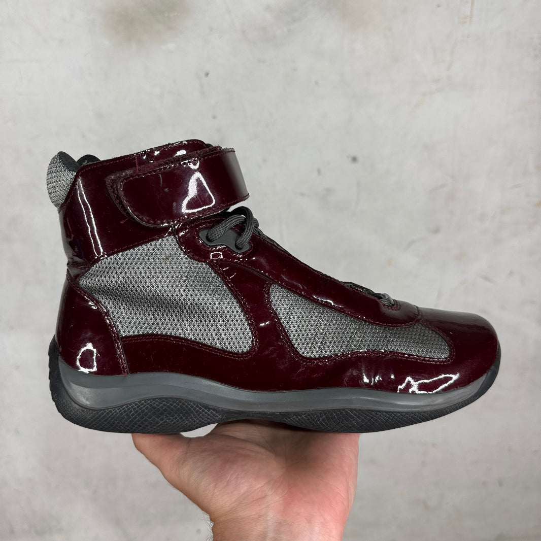 Prada Patent Burgundy High Americas Cups