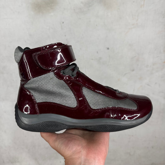 Prada Patent Burgundy High Americas Cups