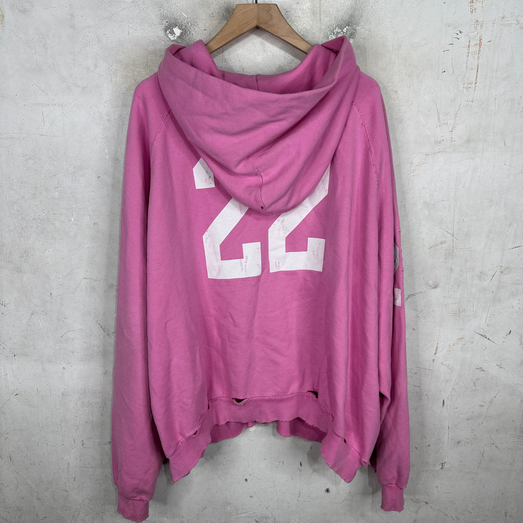 Balenciaga Pink Distressed Polo Zip Hoodie