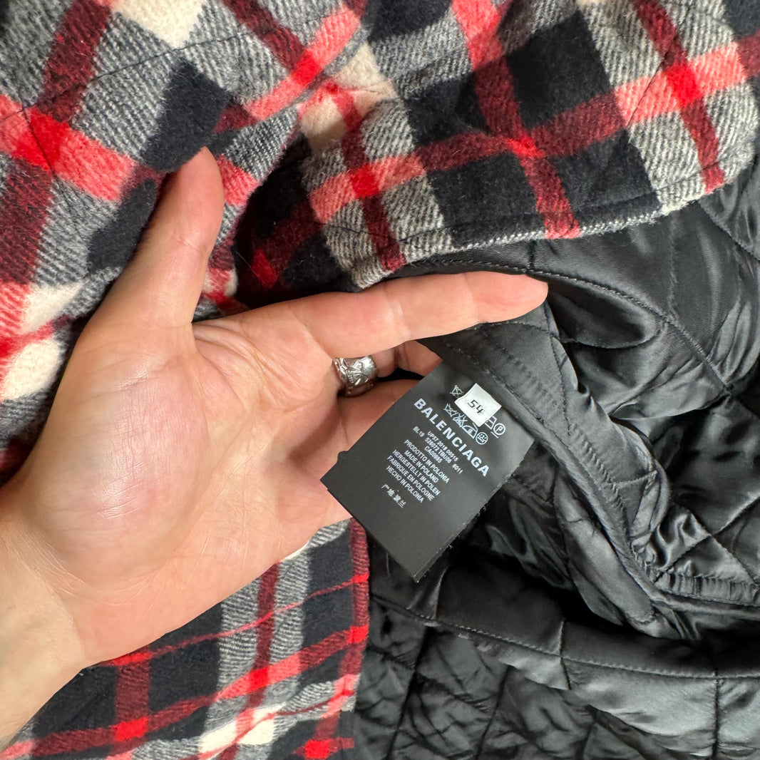 Balenciaga Heavy Plaid Snap Flannel Jacket