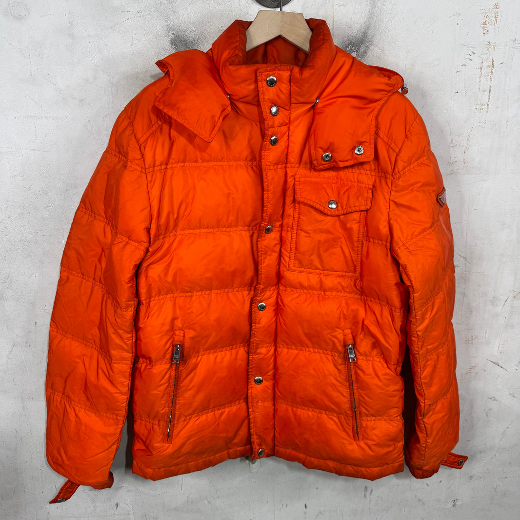 Prada Orange Plaqued Puffer Jacket