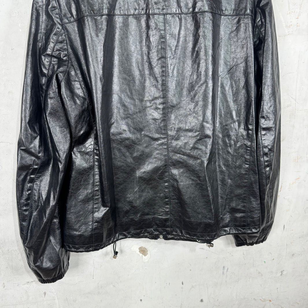 Prada Leather Packable Hooded Jacket