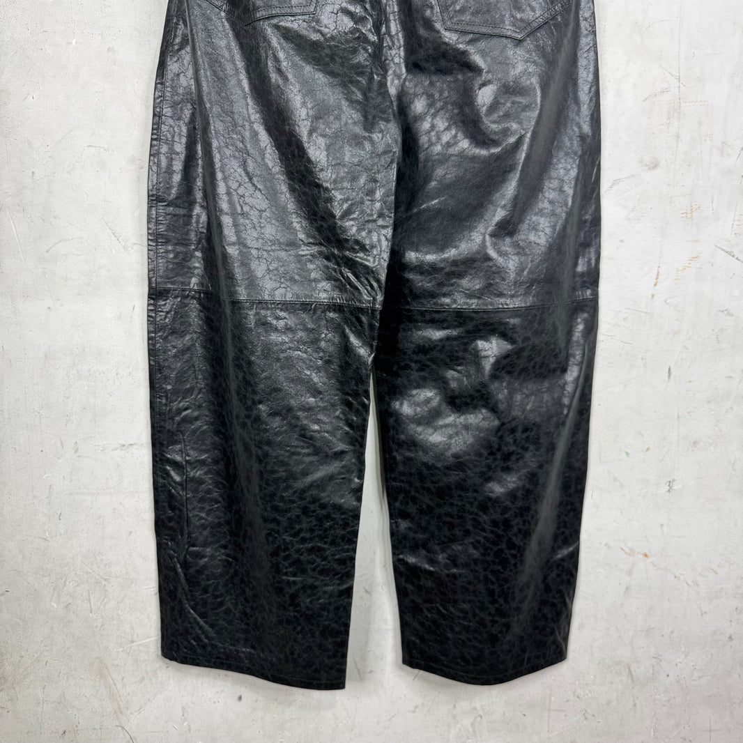 424 Paper Leather Wide Leg Pants
