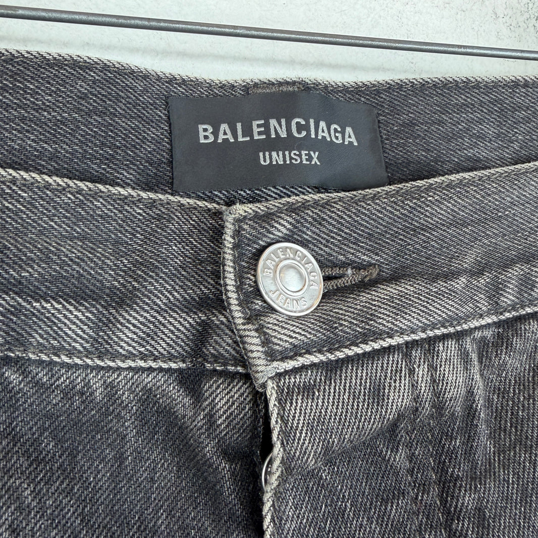 Balenciaga Black Washed Denim Shorts