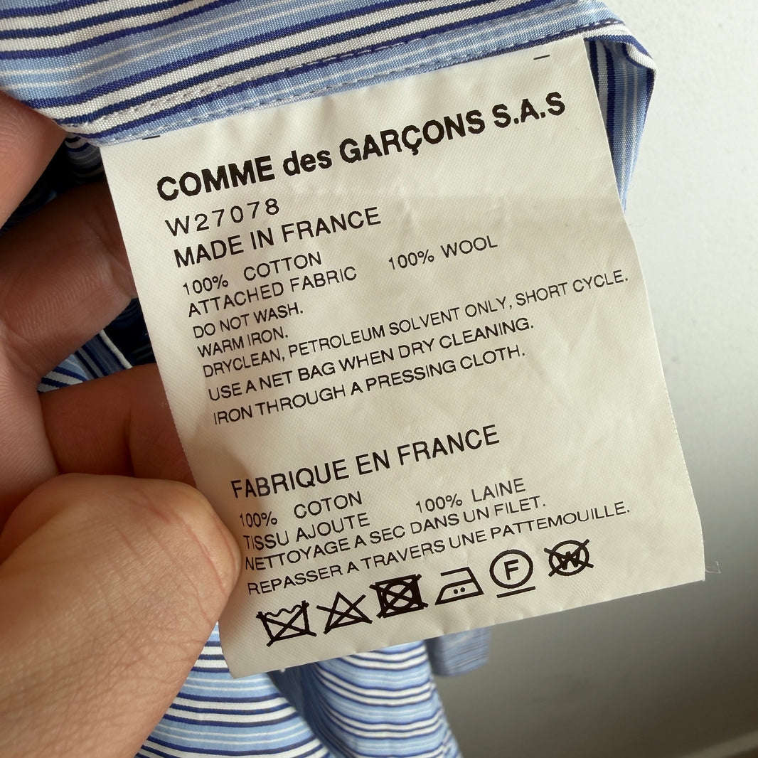 CDG Blue Striped Flannel Shoulder Button Up LS Shirt