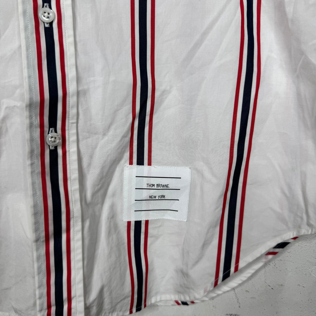 Thom Browne White Striped S/S Buttoned Shirt