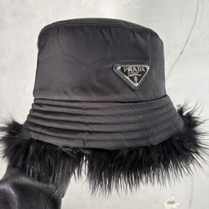 Prada Fur Lined Nylon Bucket