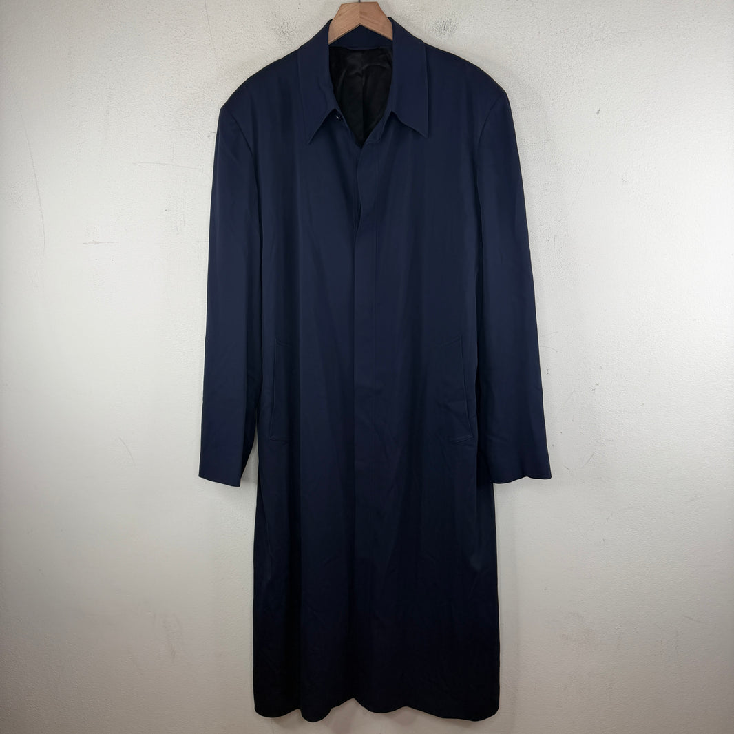 Balenciaga Navy Button Up Trench Coat