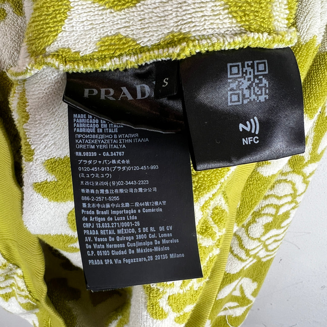 Prada Floral Green Terry Cloth Hoodie