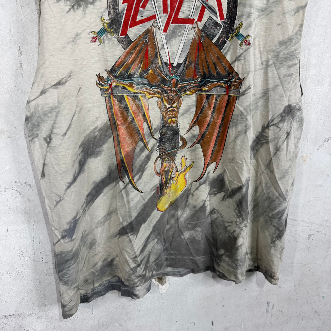 Vintage Slayer Dyed Distressed Cut off T-Shirt
