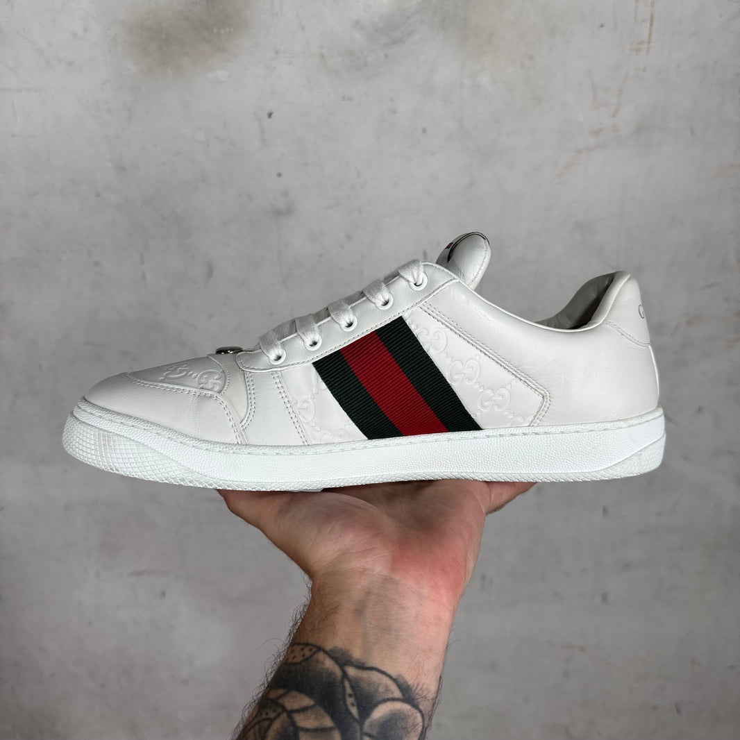 Gucci White Monogram Screener Sneakers