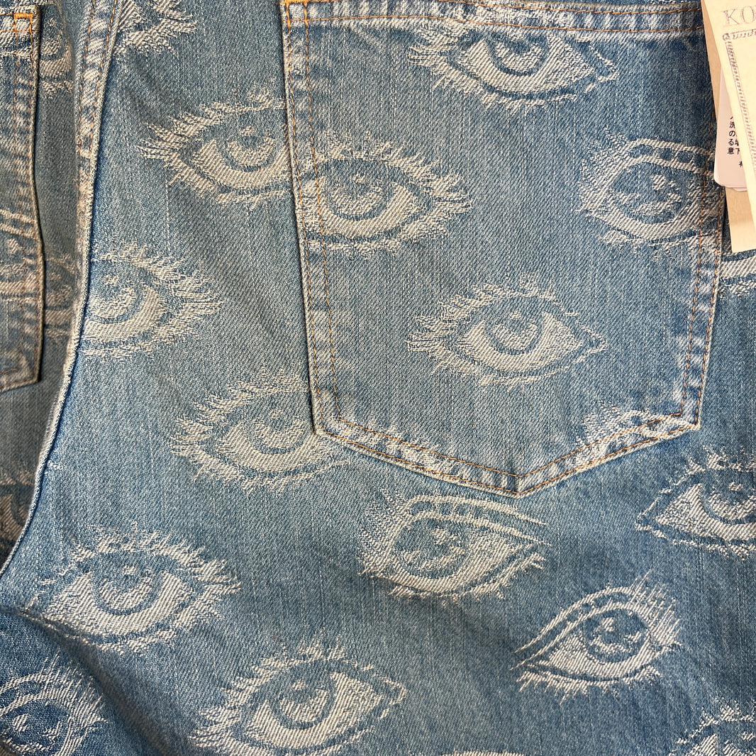 Kapital Blue Distressed Speak Easy Flared Denim Jeans
