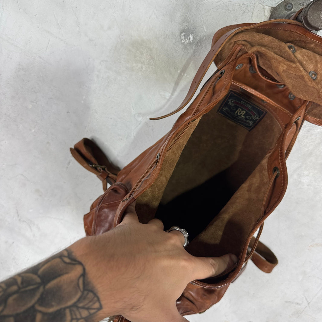 RRL Leather Flap Top Cinch Backback