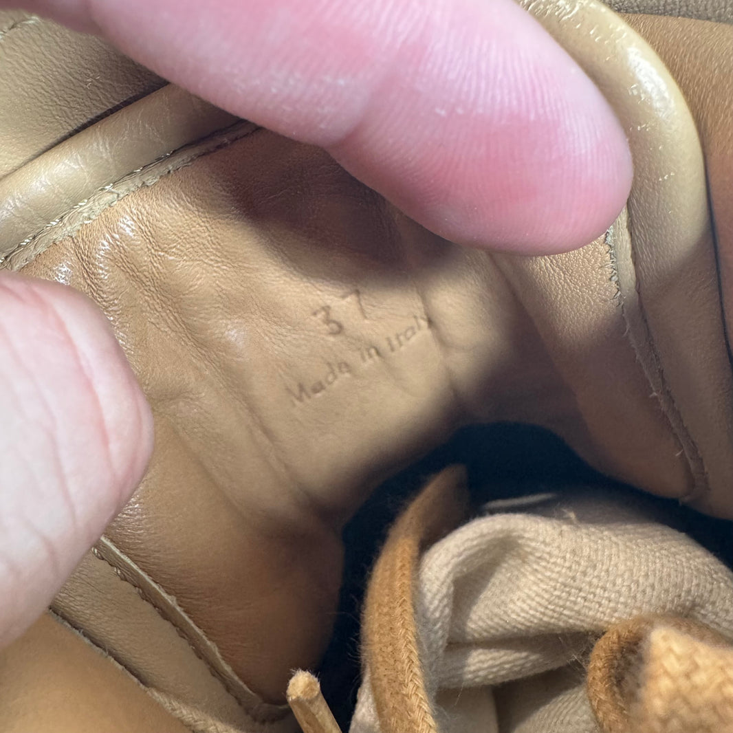 Celine Tan Leather High-Top Sneakers