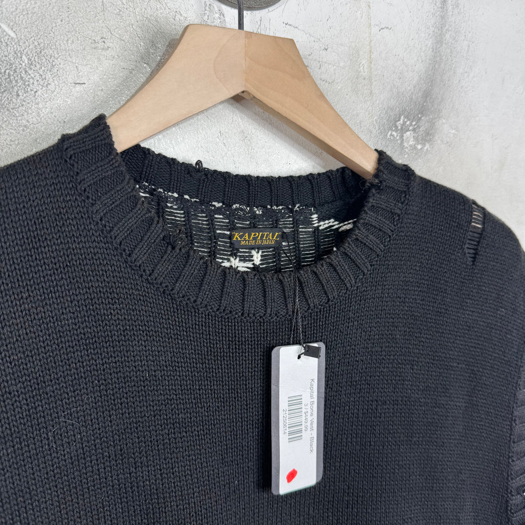 Kapital 5G Distressed Bones Sweater Vest