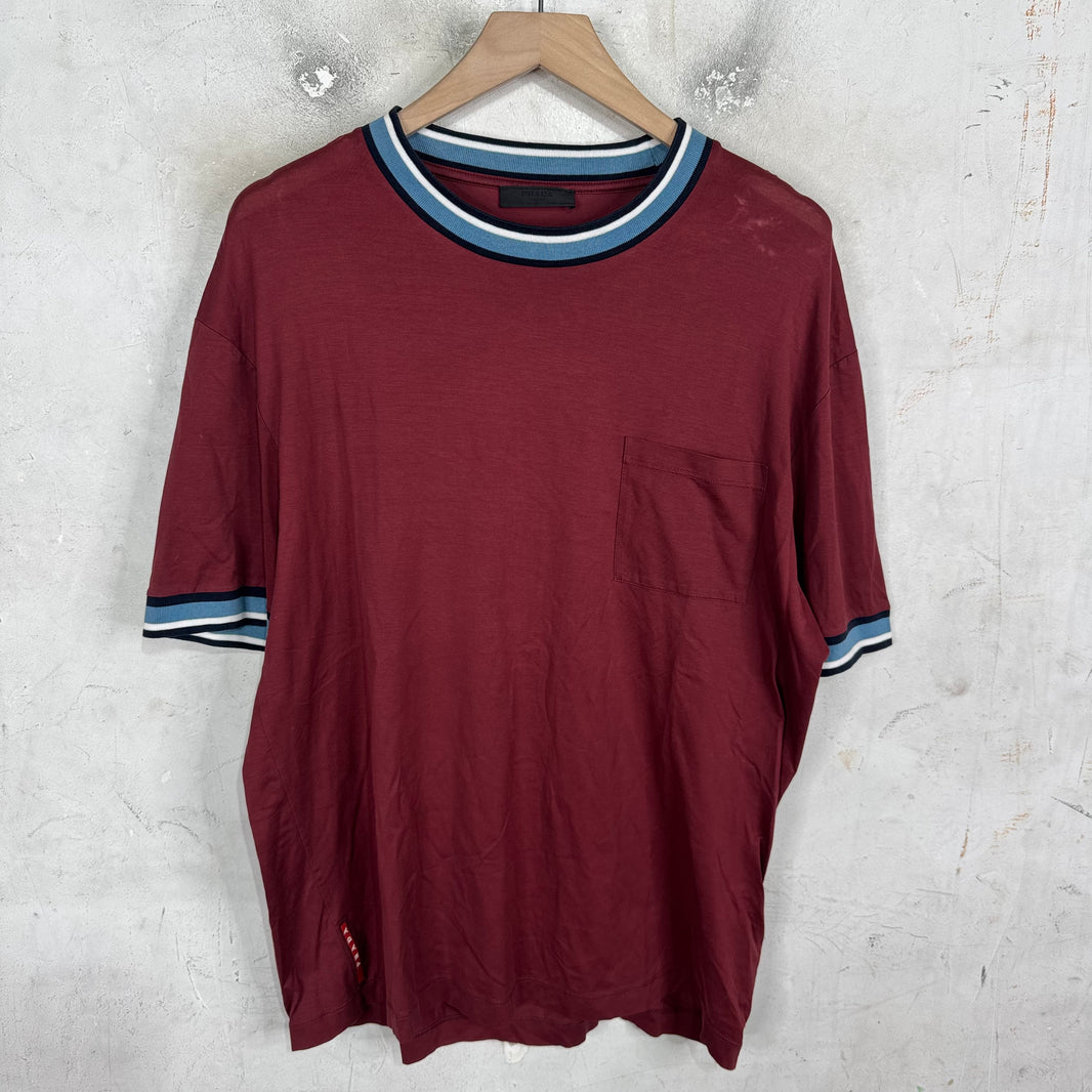 Prada Ribbed Maroon T-Shirt