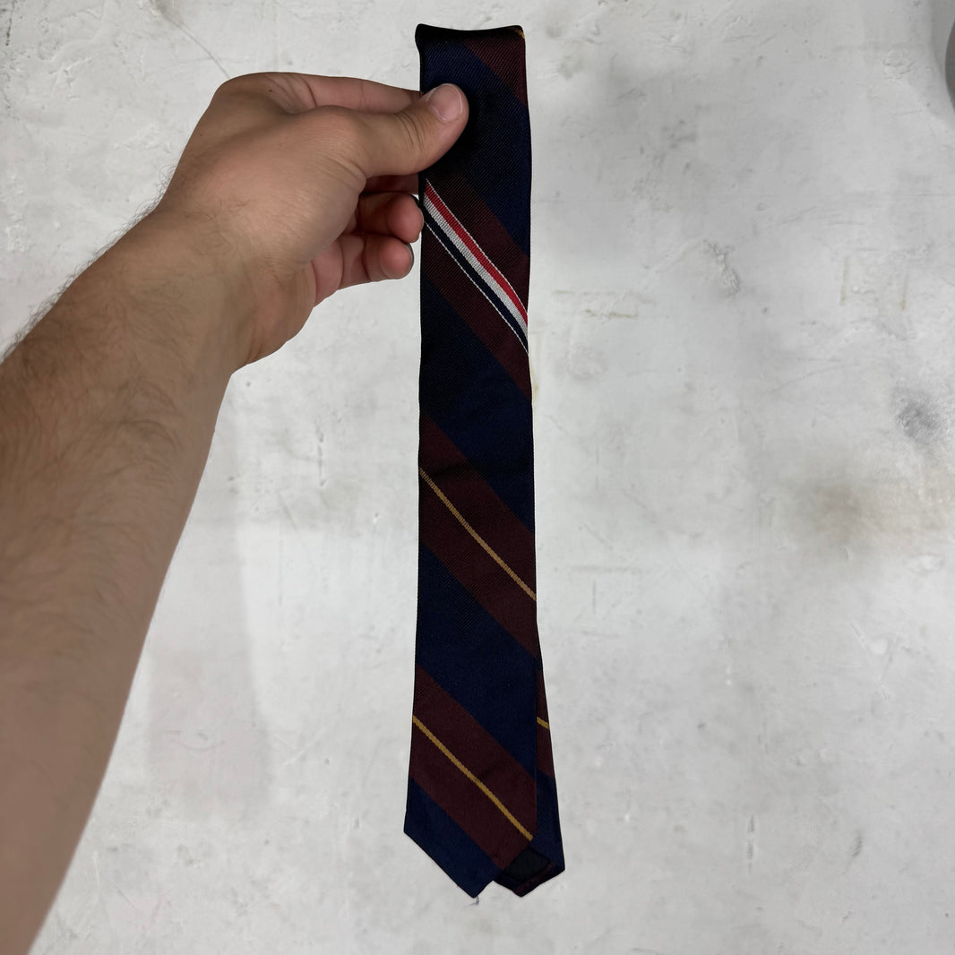 Thom Browne Navy/Maroon Striped Tie