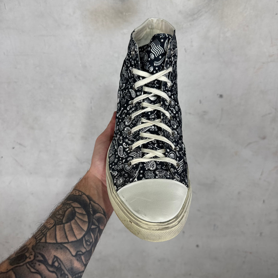 Saint Laurent Patterned Canvas Bedford Skull Sneakers