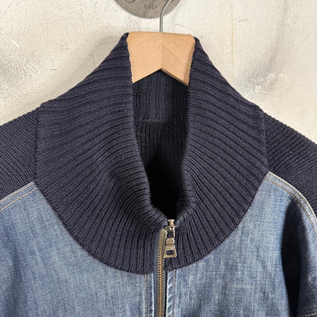Prada Linea Rossa Hybrid Denim Knit Jacket