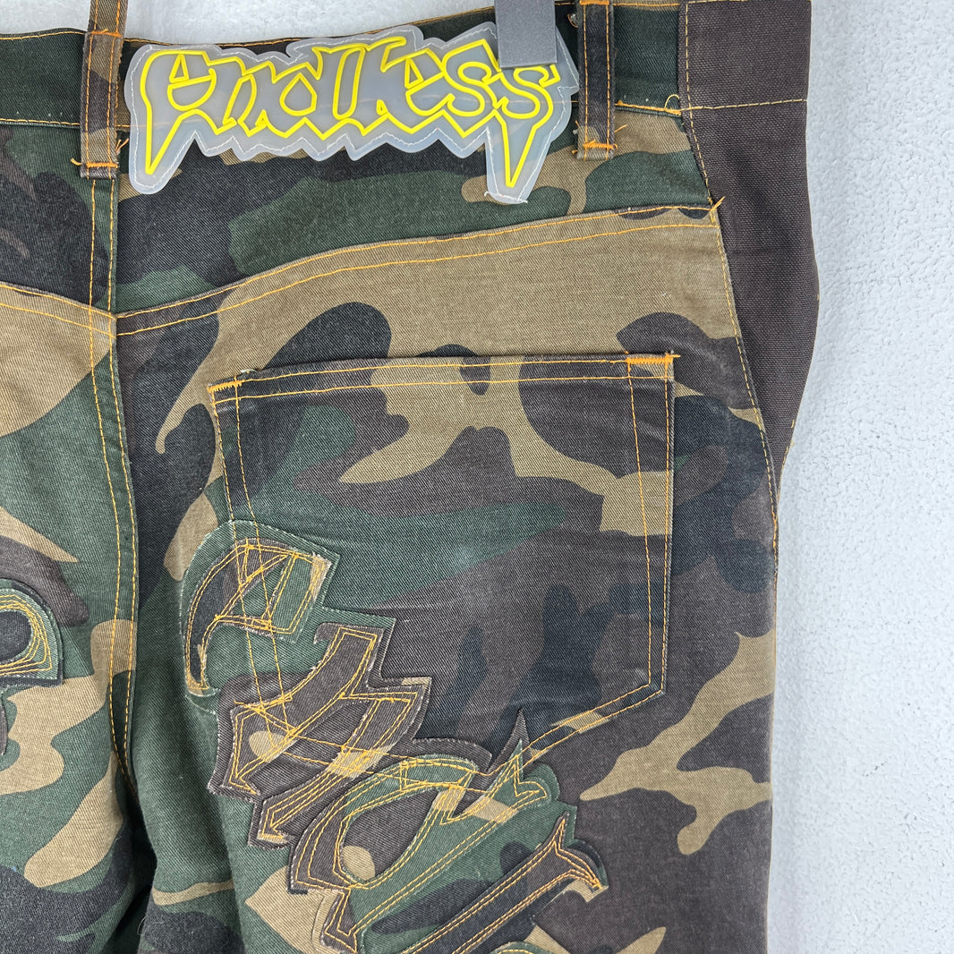 Endless Denim Camo Flared Jeans