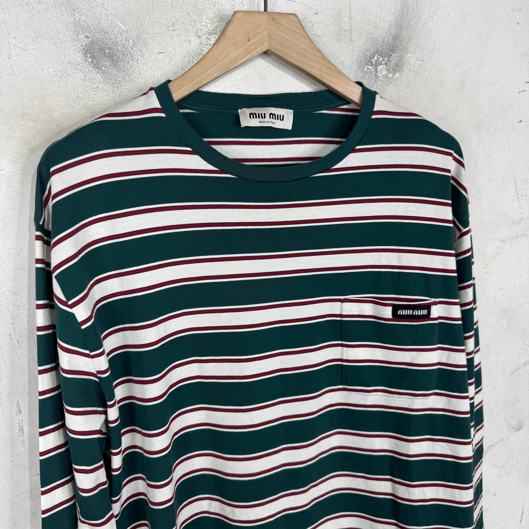 Miu Miu Striped L/S Pocket T-Shirt