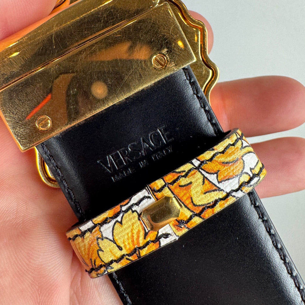Versace Medusa Floral Print Belt