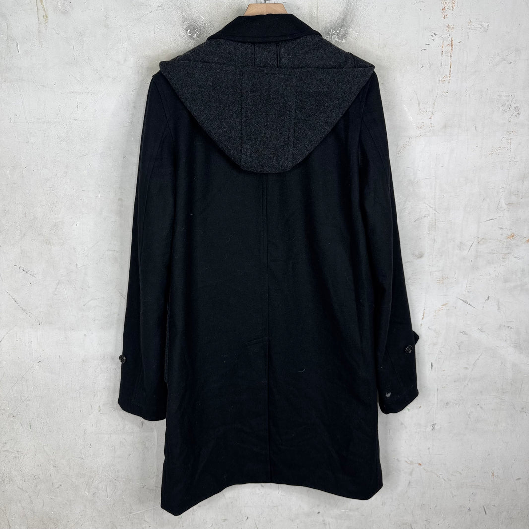 CDG  Homme Plus Wool Clasped Hooded Long Coat