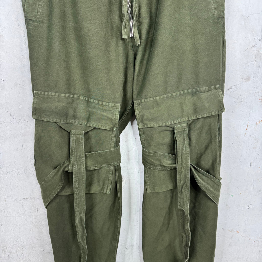 Dries Van Noten Olive Bondage Zippered Cargo