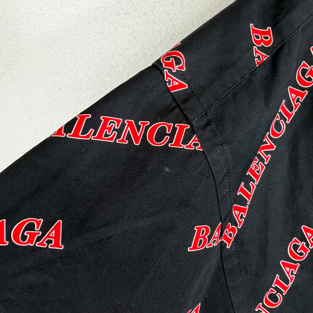 Balenciaga Diagonal Logo AOP Zip Work Shirt