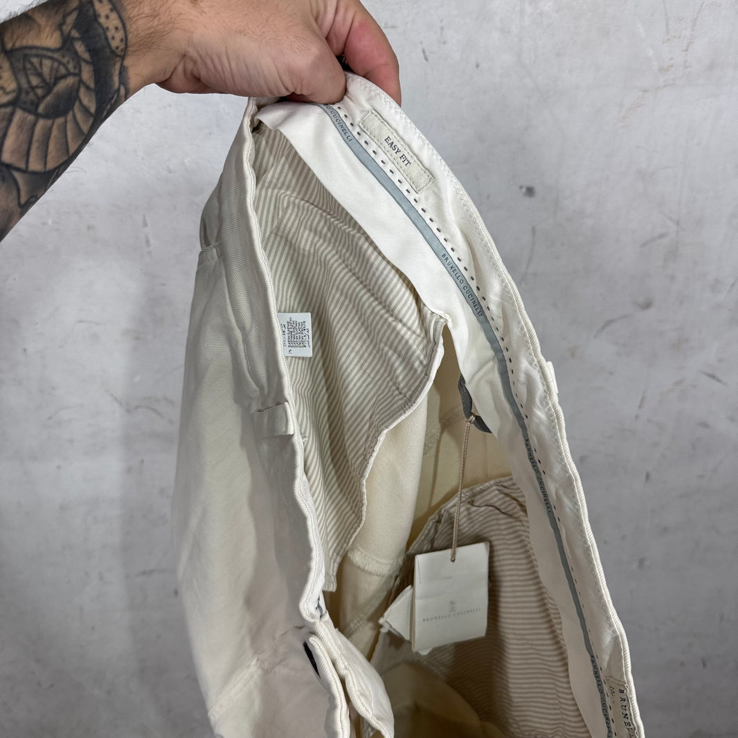 Brunello Cucinelli Cream Herringbone Cargos