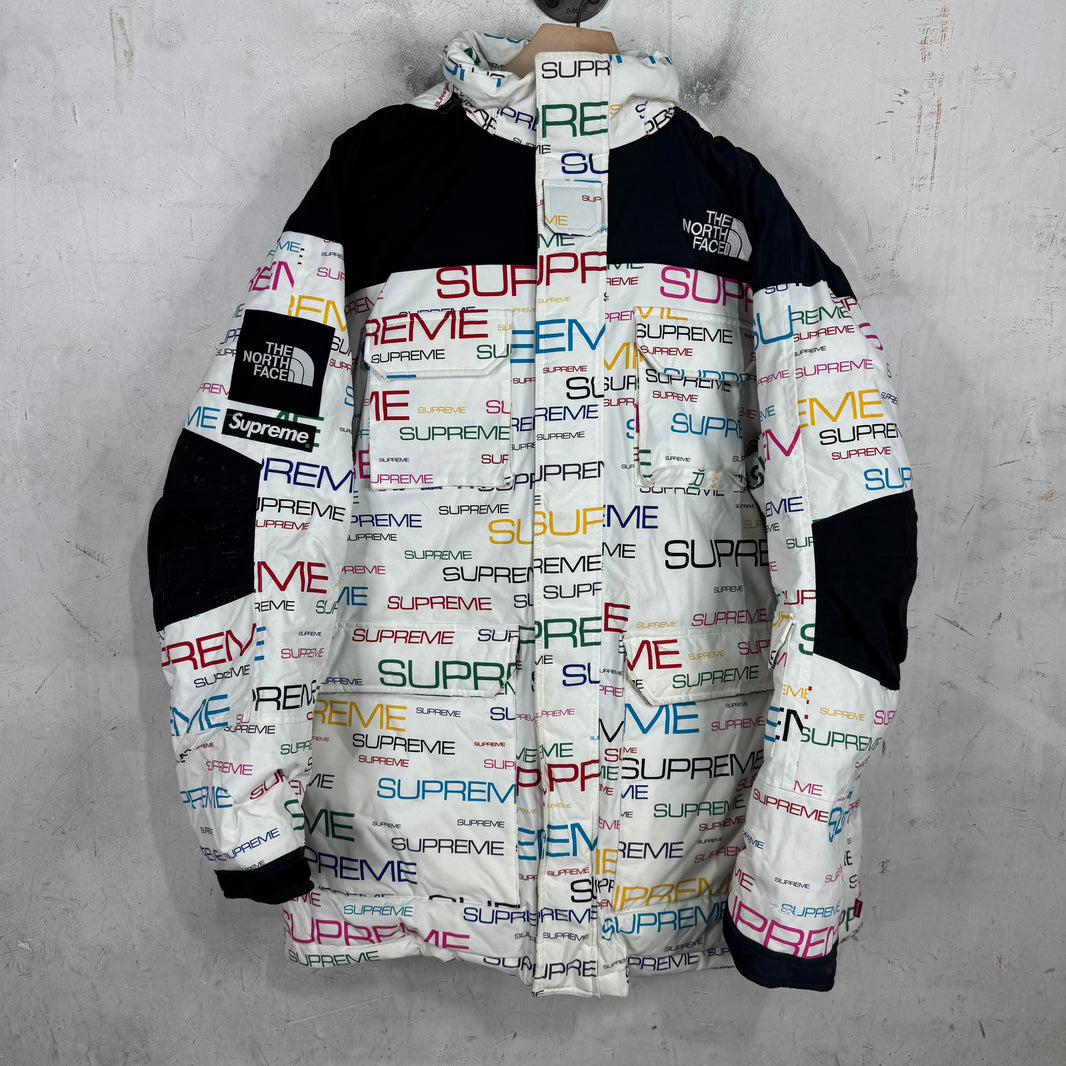 Supreme x TNF Multitcolor Script Puffer Parka Jacket