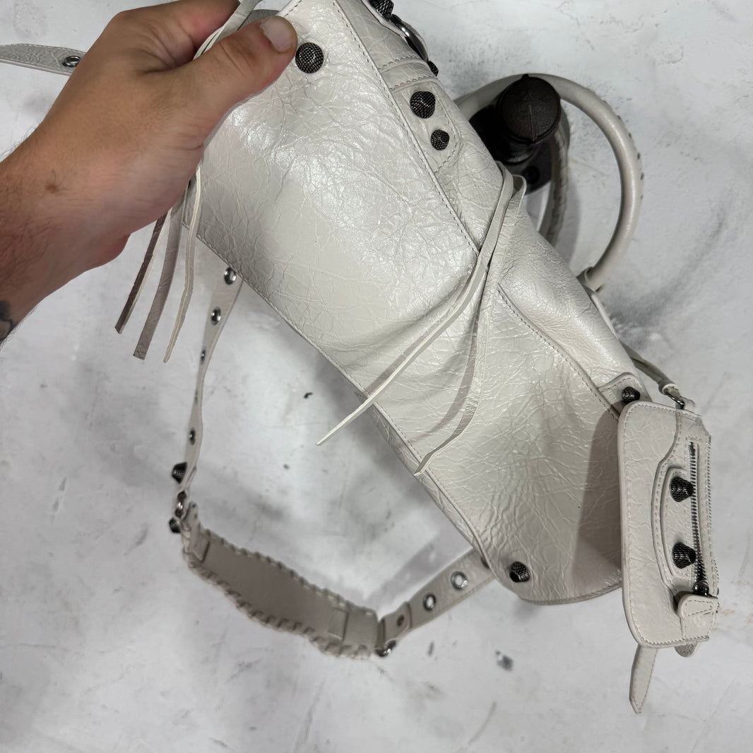 Balenciaga White Lambskin City Bag