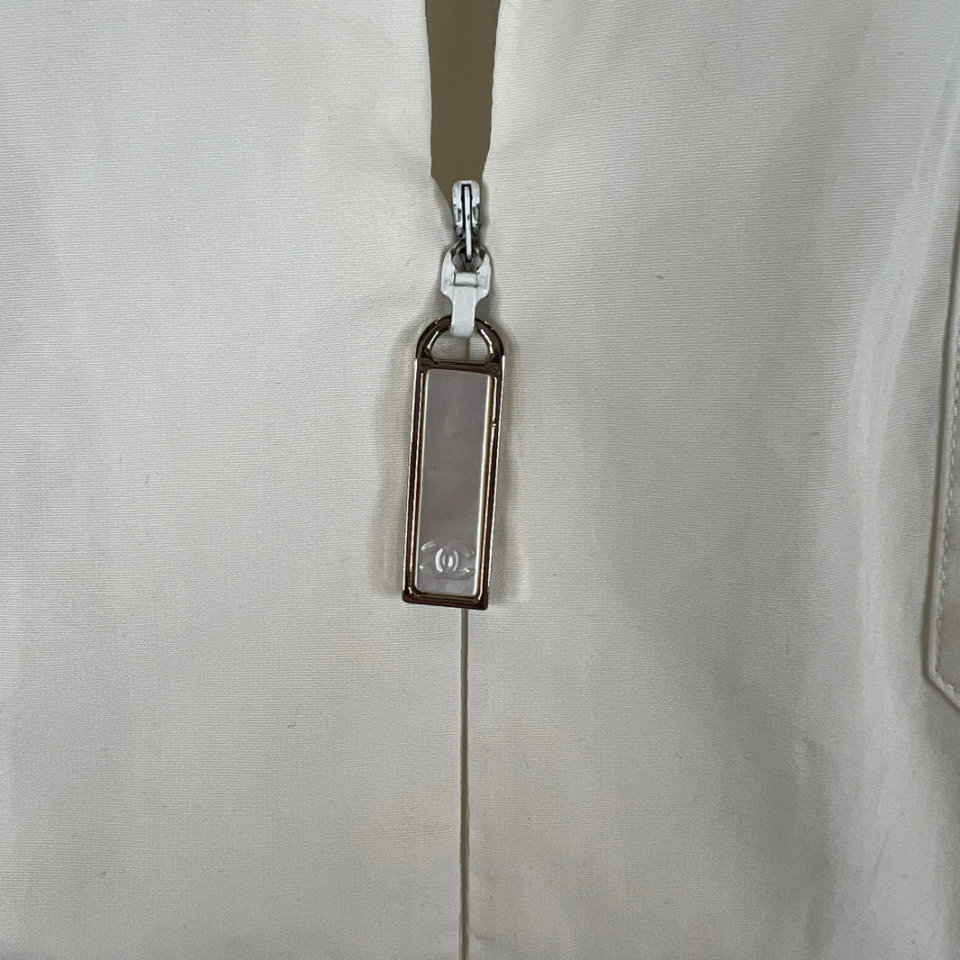 Chanel White Zip Up Thin Jacket
