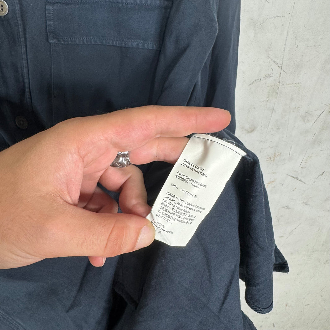 Our Legacy Dyed Navy Cotton Shirting Shirt