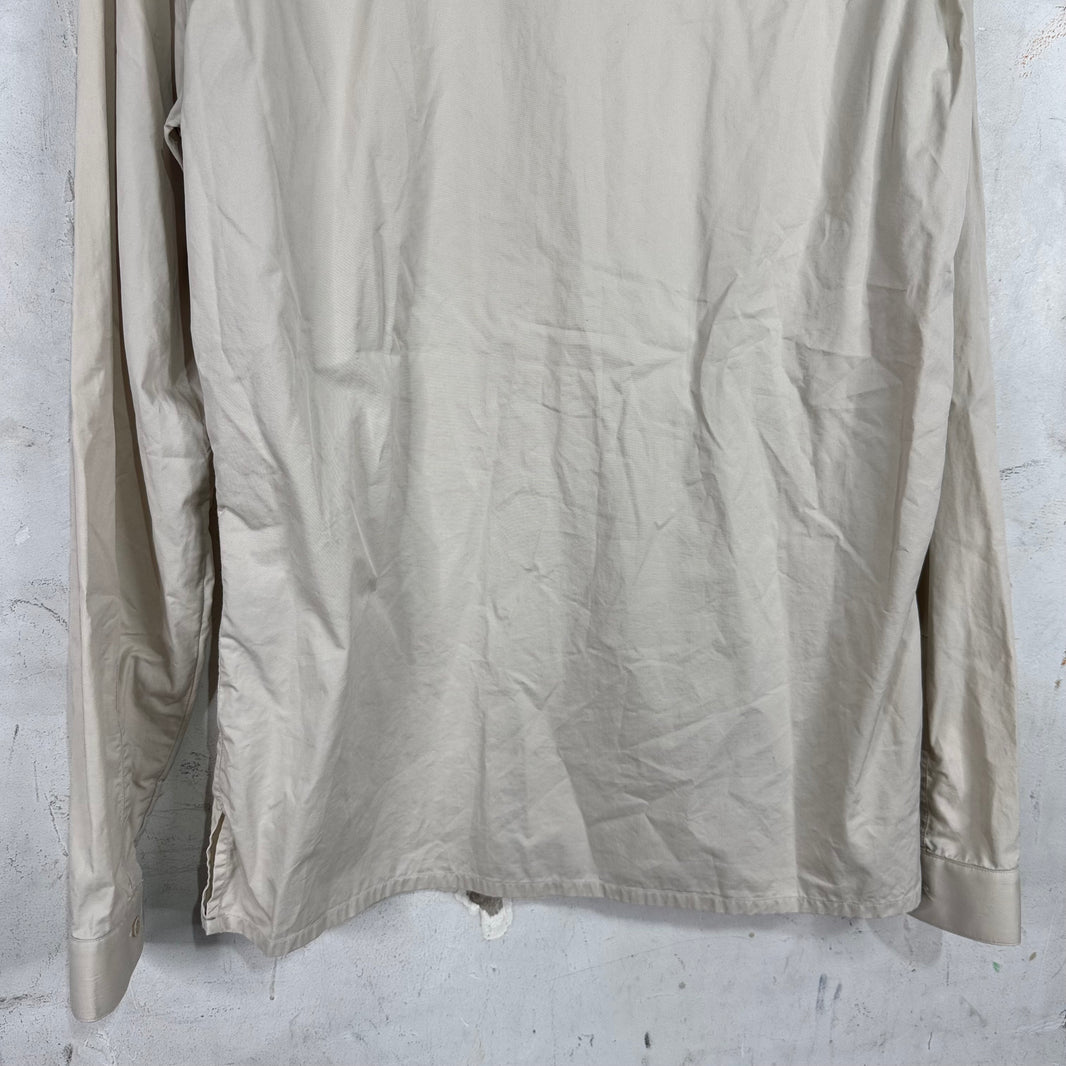 Dior Bee Embroidered Beige Hidden Button Shirt