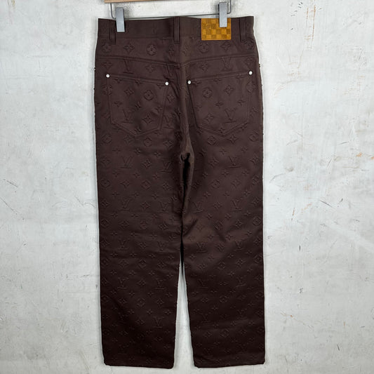 Louis Vuitton Brown Embossed Monogram Jeans