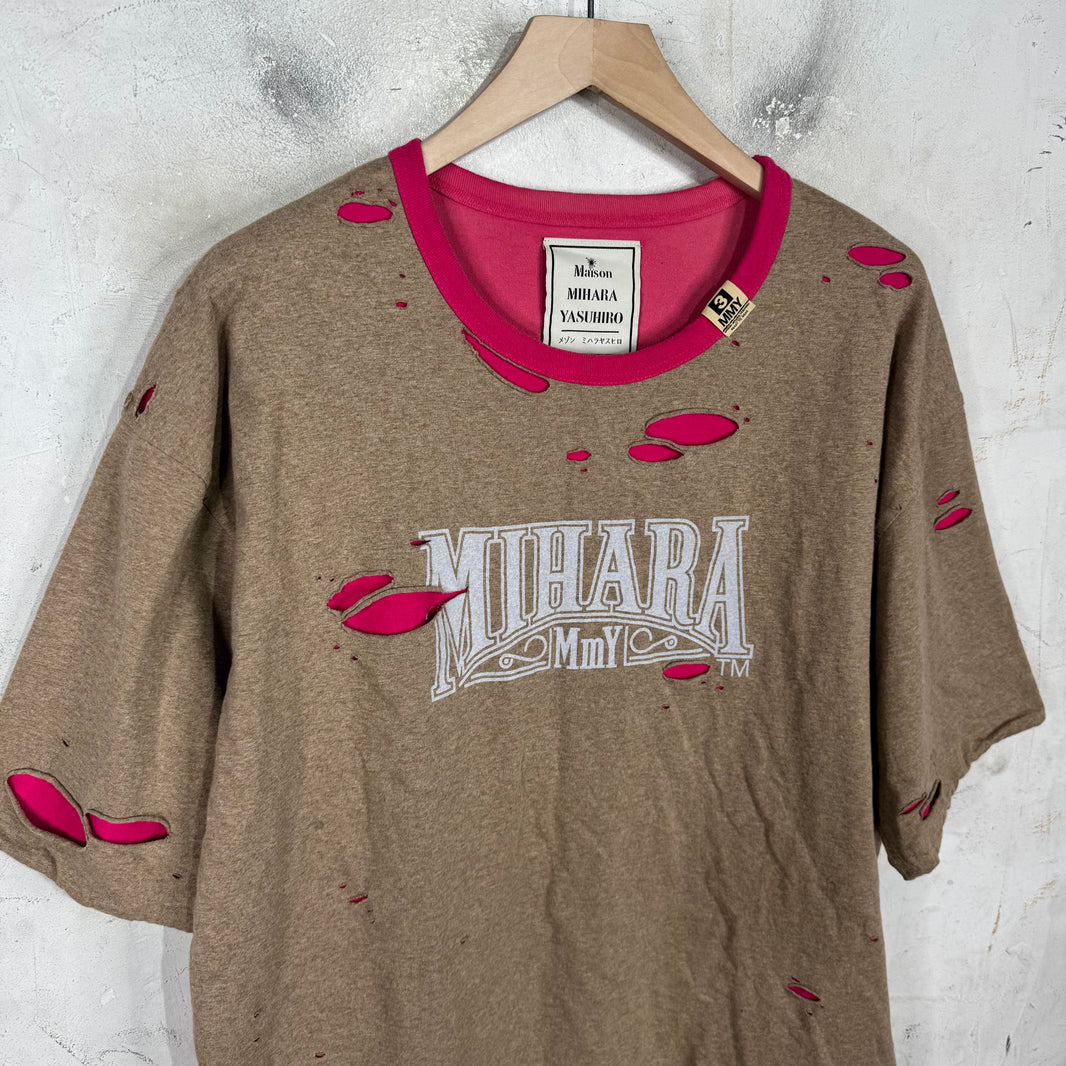 Maison Mihara Yasuhiro Logo Distressed Layered T-Shirt