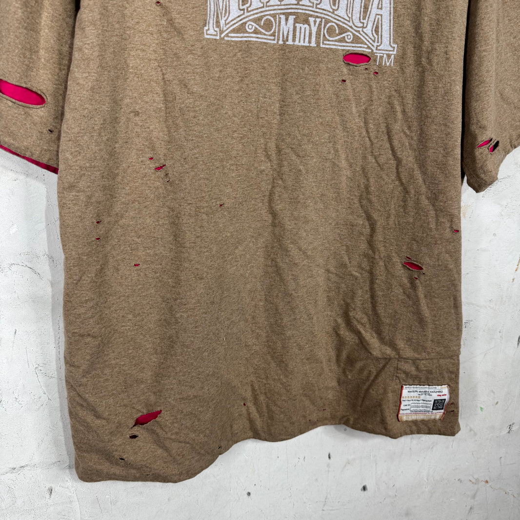 Maison Mihara Yasuhiro Logo Distressed Layered T-Shirt