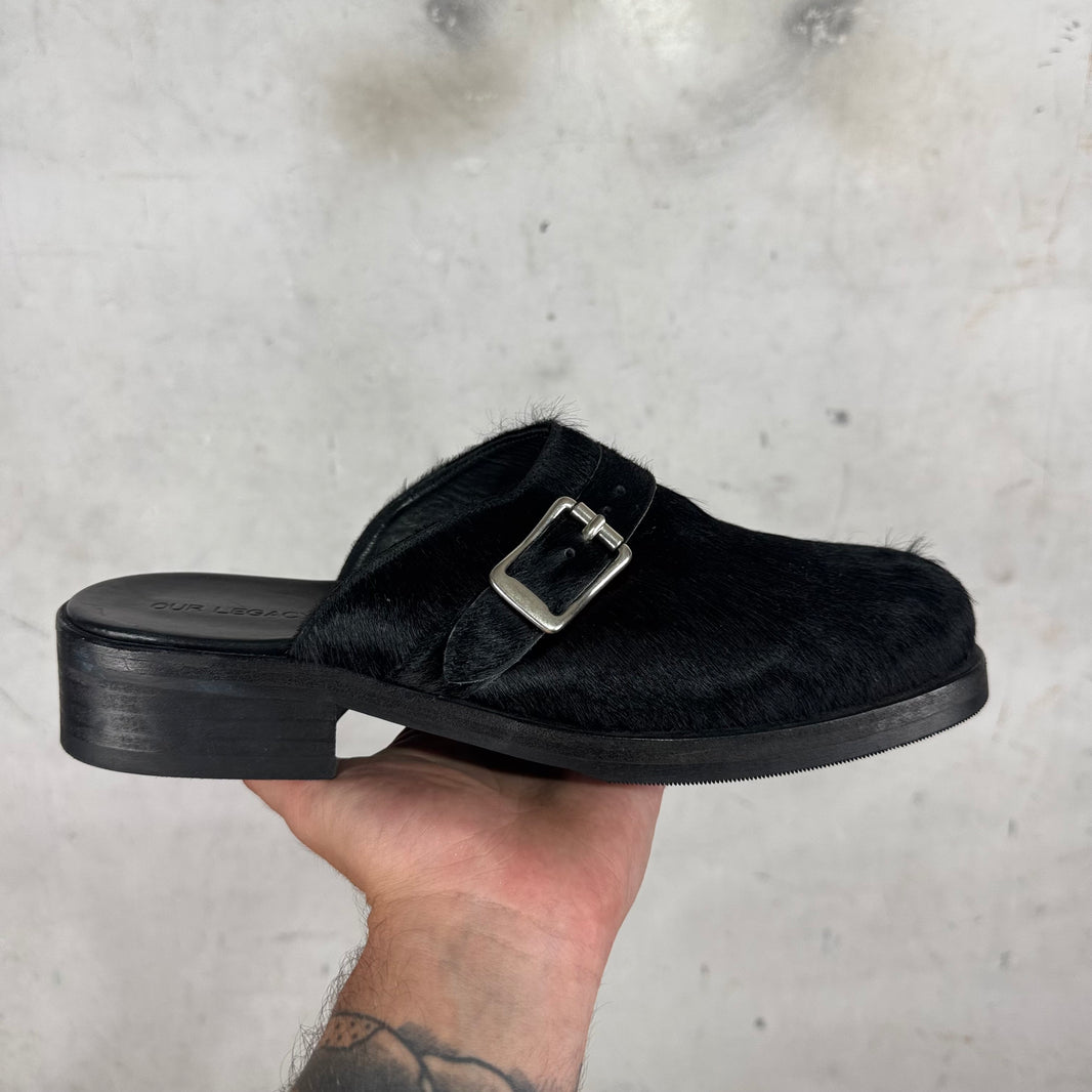 Our Legacy Black Ponyhair Camion Mules